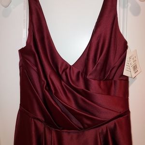 NWT Satin Special Occasion Bridesmaid Dress in Wine Size 10